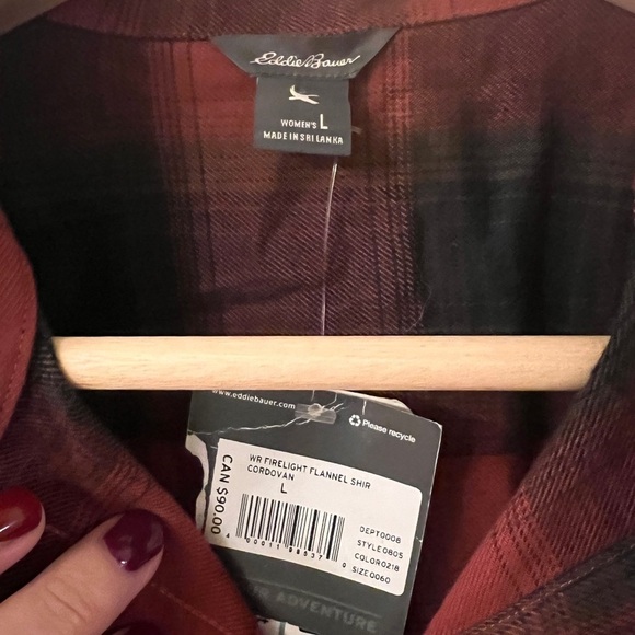 NWT Eddie Bauer red/black womens flannel size Large - Picture 3 of 5